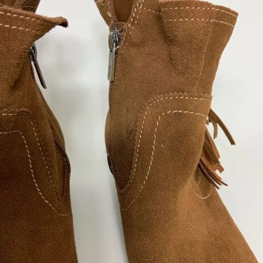 Sam Edelman Suede Brown Fringe Bootie 5